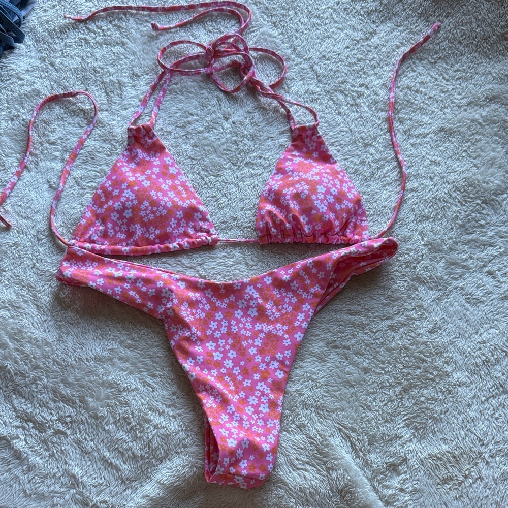 Frankie's Bikinis Pink Floral Bikini